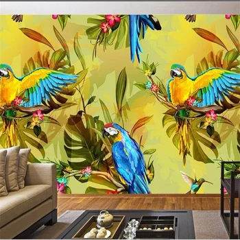 3d-фрески wellyu на заказ красивые цветы и птицы ручной росписи в стиле ретро в Юго-Восточной Азии, декоративные 3D-обои 2