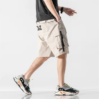 Мужские шорты-карго, летние модные повседневные шорты-карго из полиэстера с карманами, спортивные шорты 2