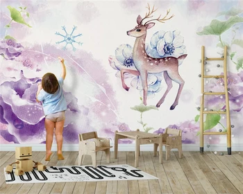 beibehang Пользовательские скандинавские минималистичные 3D обои с ручной росписью, обои с животными, олень, лес, обои для домашнего декора 2