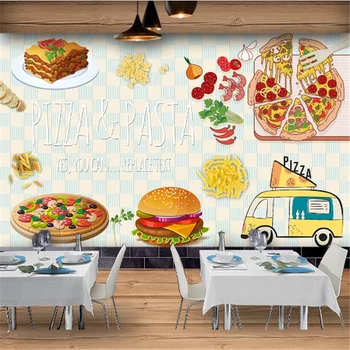 Изготовленный на Заказ Вкусный Бургер Ресторан быстрого питания Промышленный декор Кирпичная стена Фон Настенная Роспись Обои 3D Обои для закусочной 3D