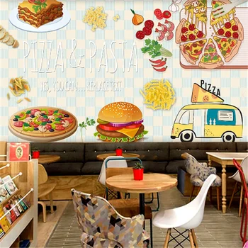 Изготовленный на Заказ Вкусный Бургер Ресторан быстрого питания Промышленный декор Кирпичная стена Фон Настенная Роспись Обои 3D Обои для закусочной 3D 1