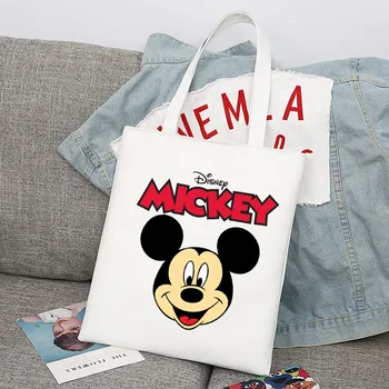 Disney Mickey Minnie Mouse, Мужские и женские сумки для покупок, Сумка-тоут, сумка через плечо, холщовые сумки, сумка для колледжа большой емкости