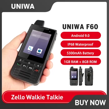 UNIWA F60 Смартфон Zello Walkie Talkie 2,8 Дюйма IP68 1 ГБ + 8 ГБ Телефон Android 9 PTT FM-радио 5300 мАч 2A Быстрая Зарядка Мобильного телефона GPS