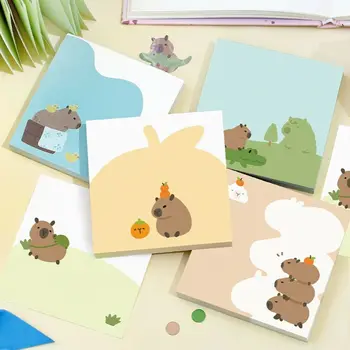 100 листов блокнота Capybara Capybara для скрапбукинга, Мультяшный блокнот с милыми стикерами, канцелярские принадлежности