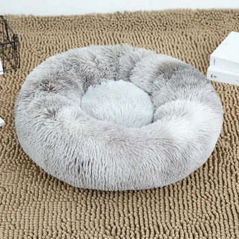 Длинная плюшевая собачья кровать собачья кровать для маленьких средних и крупных собак Домашняя игрушка для собак Подушка для кошек Круглая собачья кровать 5