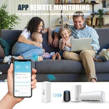 2шт Интеллектуальный датчик температуры и влажности Tuya, удаленный монитор с приложением Wifi для умного дома, управление приложением Smart Life 5
