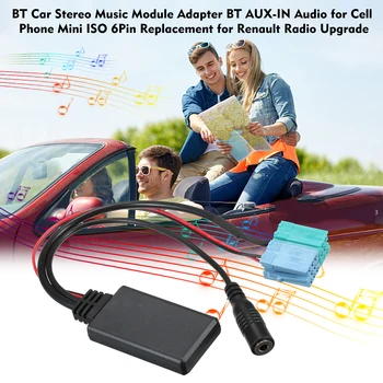 Адаптер музыкального модуля BT Car Stereo, аудио BT AUX-IN для мобильного телефона Mini Замена ISO 6Pin для обновления радио Renault