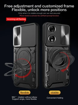 для Huawei Honor 90 Case Роскошная Слайд-Камера Автомобильное Крепление Магнитный Держатель Мягкие Края Жесткий Симпатичный Чехол Для Телефона Honor90 REA-AN00 REA-NX9 2