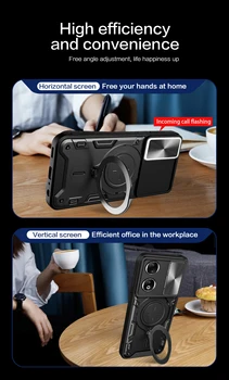 для Huawei Honor 90 Case Роскошная Слайд-Камера Автомобильное Крепление Магнитный Держатель Мягкие Края Жесткий Симпатичный Чехол Для Телефона Honor90 REA-AN00 REA-NX9 3