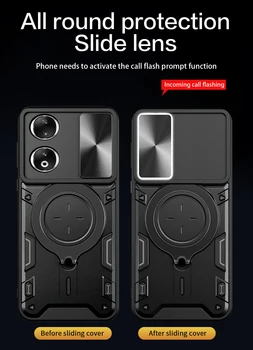 для Huawei Honor 90 Case Роскошная Слайд-Камера Автомобильное Крепление Магнитный Держатель Мягкие Края Жесткий Симпатичный Чехол Для Телефона Honor90 REA-AN00 REA-NX9 4
