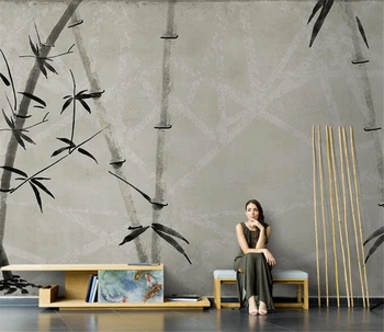 Обои с бамбуковым пейзажем beibehang Custom Art ink, украшение гостиной, фон для телевизора, 3D настенная роспись, покрытие стен, обустройство дома 0