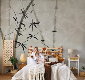 Обои с бамбуковым пейзажем beibehang Custom Art ink, украшение гостиной, фон для телевизора, 3D настенная роспись, покрытие стен, обустройство дома 1