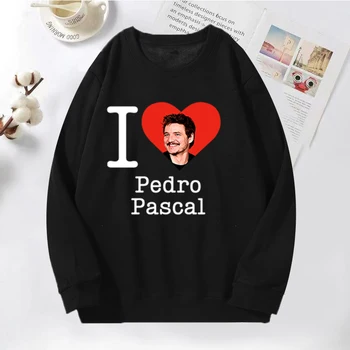 I Love Heart Pedro Pascal Толстовки Мужские Пуловер С капюшоном и длинным рукавом Толстовка с круглым вырезом 90-х Уличная Мужская одежда