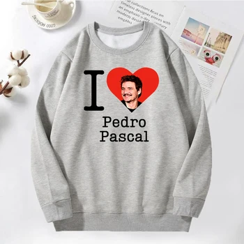 I Love Heart Pedro Pascal Толстовки Мужские Пуловер С капюшоном и длинным рукавом Толстовка с круглым вырезом 90-х Уличная Мужская одежда 1