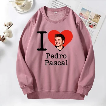 I Love Heart Pedro Pascal Толстовки Мужские Пуловер С капюшоном и длинным рукавом Толстовка с круглым вырезом 90-х Уличная Мужская одежда 2