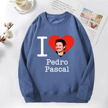 I Love Heart Pedro Pascal Толстовки Мужские Пуловер С капюшоном и длинным рукавом Толстовка с круглым вырезом 90-х Уличная Мужская одежда 3