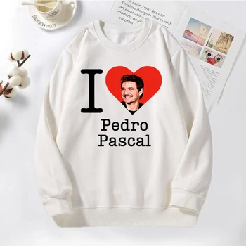 I Love Heart Pedro Pascal Толстовки Мужские Пуловер С капюшоном и длинным рукавом Толстовка с круглым вырезом 90-х Уличная Мужская одежда 4
