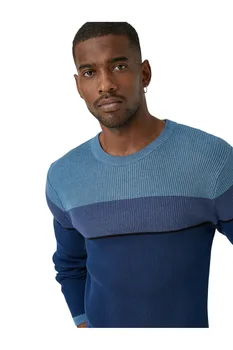 Обычный свитер с длинным рукавом Koton для мужчин в цветном блоке