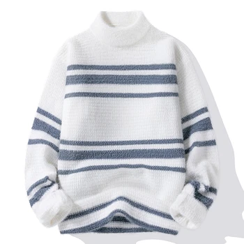Осень-зима 2023, новый мужской высококачественный модный тренд, свитера с полувысоким воротником, мужские повседневные удобные теплые свитера, мужские свитера