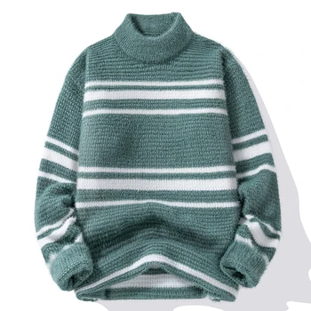 Осень-зима 2023, новый мужской высококачественный модный тренд, свитера с полувысоким воротником, мужские повседневные удобные теплые свитера, мужские свитера 2