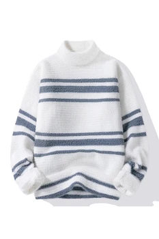 Осень-зима 2023, новый мужской высококачественный модный тренд, свитера с полувысоким воротником, мужские повседневные удобные теплые свитера, мужские свитера 5