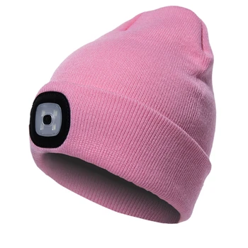 2024 Новая шапка с подсветкой для зимней безопасности, шапочка со светодиодной подсветкой, теплая вязаная шапочка для мужчин и женщин 4