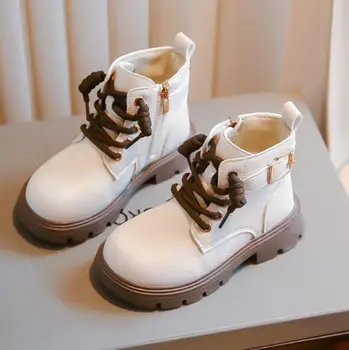 Обувь для девочек 2023 года, новые детские полусапожки в британском стиле, модные нескользящие детские зимние ботинки, спортивная обувь для мальчиков, кроссовки