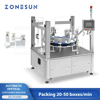 ZONESUN ZS-ZHJ50D Роторная Вертикальная Машина для упаковки бутылок в картонные коробки Автоматическая Машина для упаковки в картонные коробки