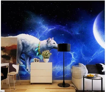 обои beibehang для стен 3d Современное пространство Планета Луна Звезда Марс фон для дивана в гостиной 3d настенные фрески бумага для стен 1
