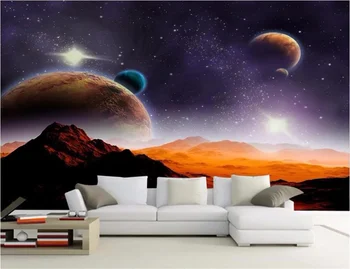 обои beibehang для стен 3d Современное пространство Планета Луна Звезда Марс фон для дивана в гостиной 3d настенные фрески бумага для стен 3