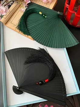 Портативный бамбуковый веер в древнем китайском стиле, складной для женщин, женский летний костюм для танца Хань Фу, Чонсам с кисточкой