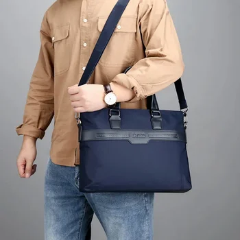 Новые модные мужские портфели на молнии, деловая сумка для ноутбука, повседневная мужская сумка через плечо, офисный файл 1