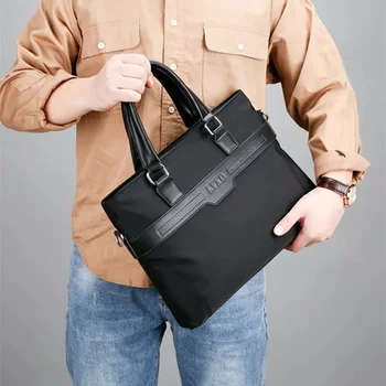 Новые модные мужские портфели на молнии, деловая сумка для ноутбука, повседневная мужская сумка через плечо, офисный файл 2