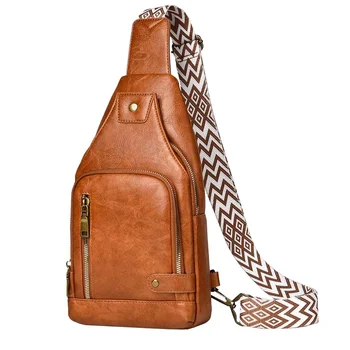 PU Chest Bag for Men Slim Shoulder Bags Leather Crossbody Bag for men SlingBag сумки для телефонов