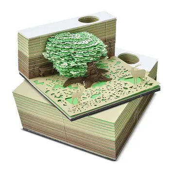 3D Блокнот на дереве Kawaii Notepad С Календарем на 2024 Год Милый Блокнот Omoshiroi 260 Блок-листов House Memo Tree 3D Pad D1M7 5
