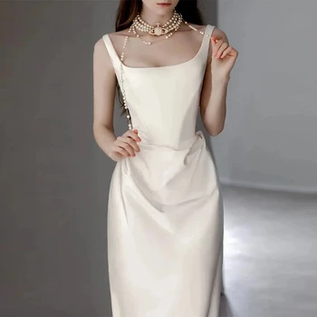 Простые изящные свадебные платья Для женщин, свадебные платья с квадратным воротником, атласные платья-футляры для официальной вечеринки Vestidos De Novia 2023 2