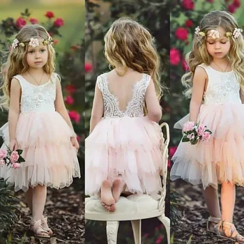2023 Новое летнее платье без рукавов с кружевной сеткой для девочек, свадебное платье с цветочным узором для мальчиков на день рождения от 1,5 до 6 лет