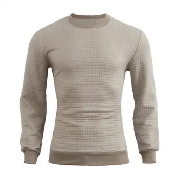Мужской осенний топ с круглым вырезом, эластичный повседневный приталенный пуловер с длинным рукавом, мягкая мужская футболка средней длины, нижняя одежда