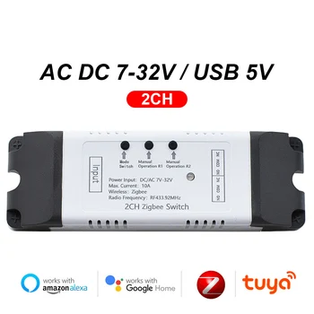 Модуль переключения Tuya Zigbee Jog Inching, USB 5V 7-32V 220V DIY Smart Switch, Работает с Zigbee Bridge, Голосовое управление от Alexa 1