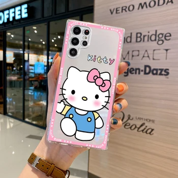 Аниме Hello Kitty Girl Прозрачный Чехол Для Телефона Samsung Note20 10 Ultra Plus A31 A12 A8 A14 J6 A5 A70 A7 A34 A20 A24 5G 2