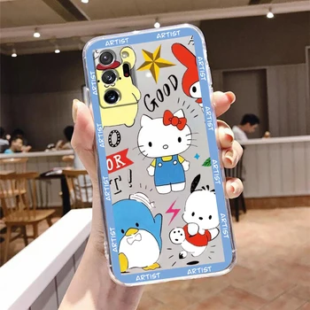 Аниме Hello Kitty Girl Прозрачный Чехол Для Телефона Samsung Note20 10 Ultra Plus A31 A12 A8 A14 J6 A5 A70 A7 A34 A20 A24 5G 3