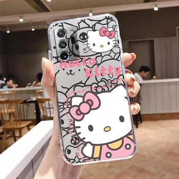 Аниме Hello Kitty Girl Прозрачный Чехол Для Телефона Samsung Note20 10 Ultra Plus A31 A12 A8 A14 J6 A5 A70 A7 A34 A20 A24 5G 4