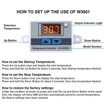 4шт XH-W3001 Цифровой модуль регулятора температуры Переключатель термостата Водонепроницаемый Зонд Электронный термостат 12V 10A 120W 4