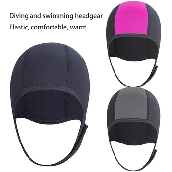 2,5 мм Неопреновый капюшон для дайвинга, сохраняющий тепло, Зимняя шапочка для плавания, защищающая голову, Розовый Черный капюшон для мужчин, Женская шапочка для дайвинга, серфинга, свободный размер