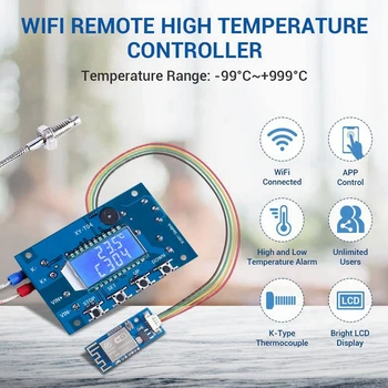 AT14 2X 12V DC Цифровой Регулятор Температуры, Wifi APP Control Модуль Контроля Высокой Температуры-99 Градусов Цельсия-999 Градусов Цельсия 24V 2