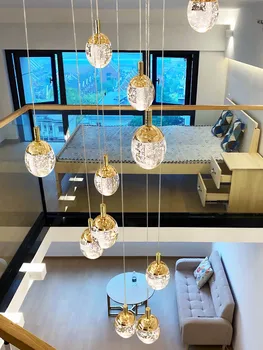 Подвесные светильники в стиле гостиничной лестницы Хрустальная люстра lustres de cristal LED Длинный потолочный подвесной светильник лестничный светильник