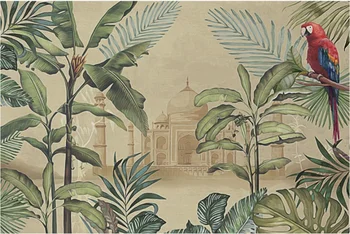 XuesuCustomized водонепроницаемые обои, оригинальная роспись на фоне цветов джунглей и птиц для украшения стен 4