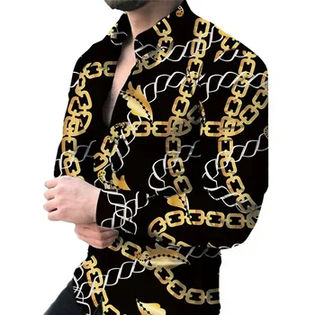2023 Новая мужская рубашка с 3D-принтом, персонализированная графическая рубашка, модная уличная одежда, кардиган большого размера с длинным рукавом и отворотом, топ Мужской 5