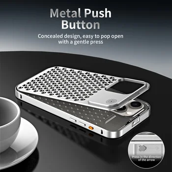 Охлаждающий полый металлический корпус из алюминиевого сплава для iPhone 13 14 15 Pro Max 15 Plus, съемный металлический противоударный чехол для ароматерапии