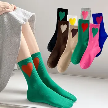 Повседневные носки для пар Macaron Love Heart, универсальные носки-трубочки для впитывания пота, хлопчатобумажные носки для женщин и мужчин